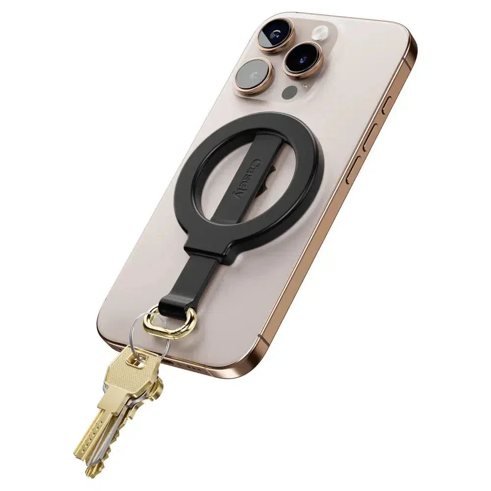 MagRing+ | Black Magnetic Adjustable Phone Ring with Keychain - Bansusa