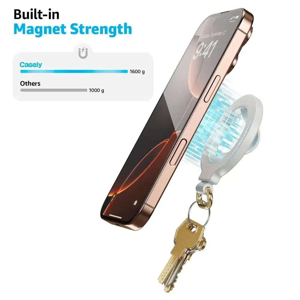 MagRing+ | Bone White Magnetic Adjustable Phone Ring with Keychain - Bansusa